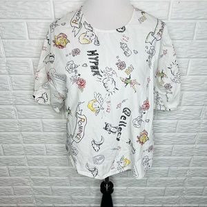 NAMOO Scribble Doodle Short Sleeve Shirt Size M